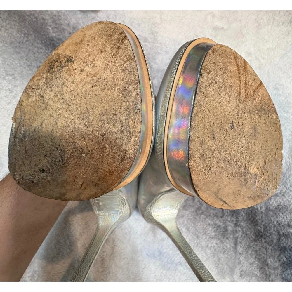Brian Atwood B-Fontanini Holographic Silver Platform Pumps‎ Heels 7.5 38